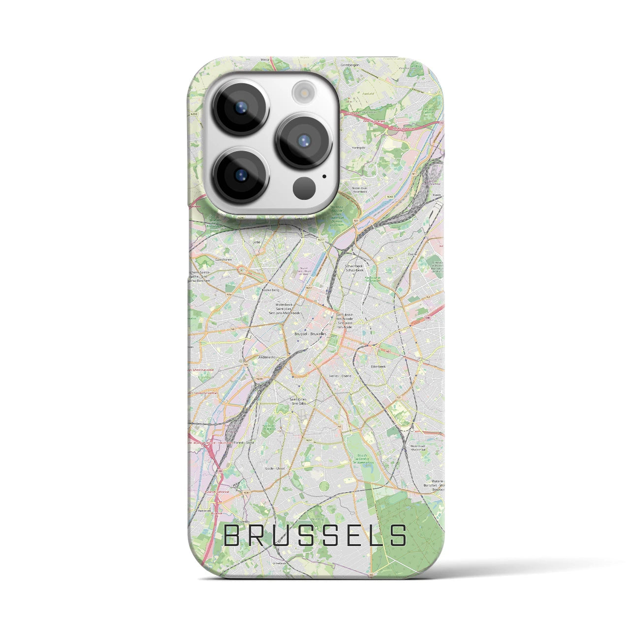 【ブリュッセル】地図柄iPhoneケース（バックカバータイプ・ナチュラル）iPhone 14 Pro 用
