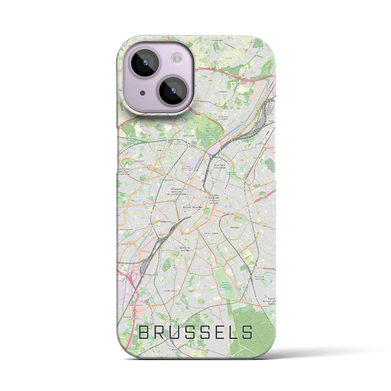 【ブリュッセル】地図柄iPhoneケース（バックカバータイプ・ナチュラル）iPhone 14 用