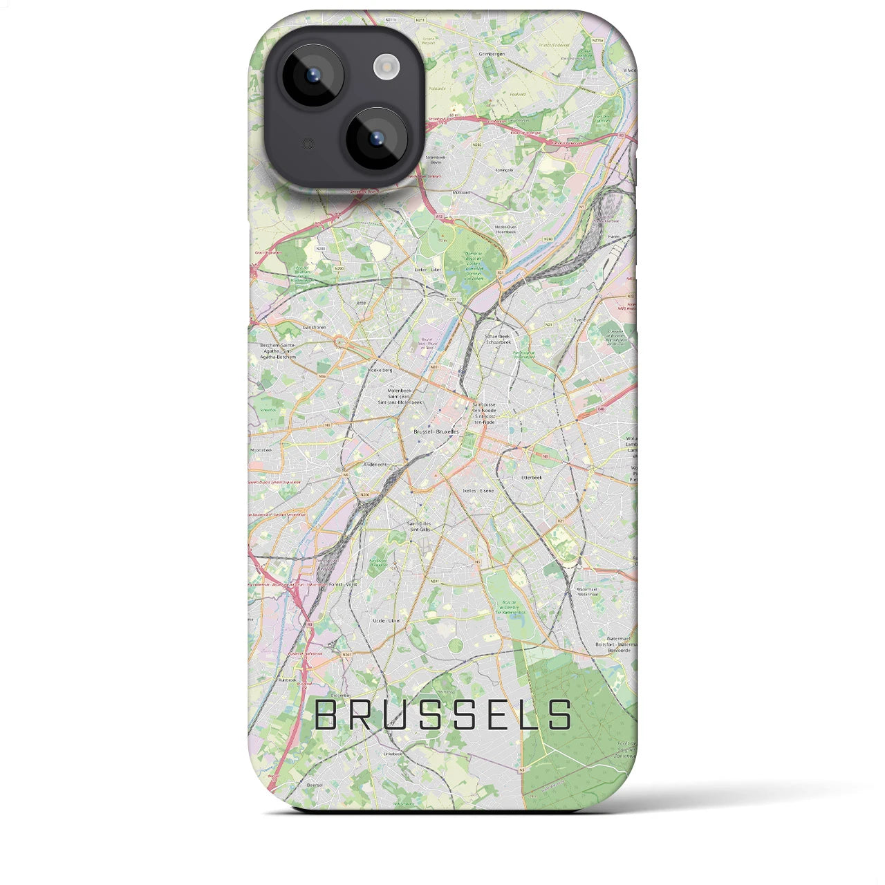 【ブリュッセル】地図柄iPhoneケース（バックカバータイプ・ナチュラル）iPhone 14 Plus 用