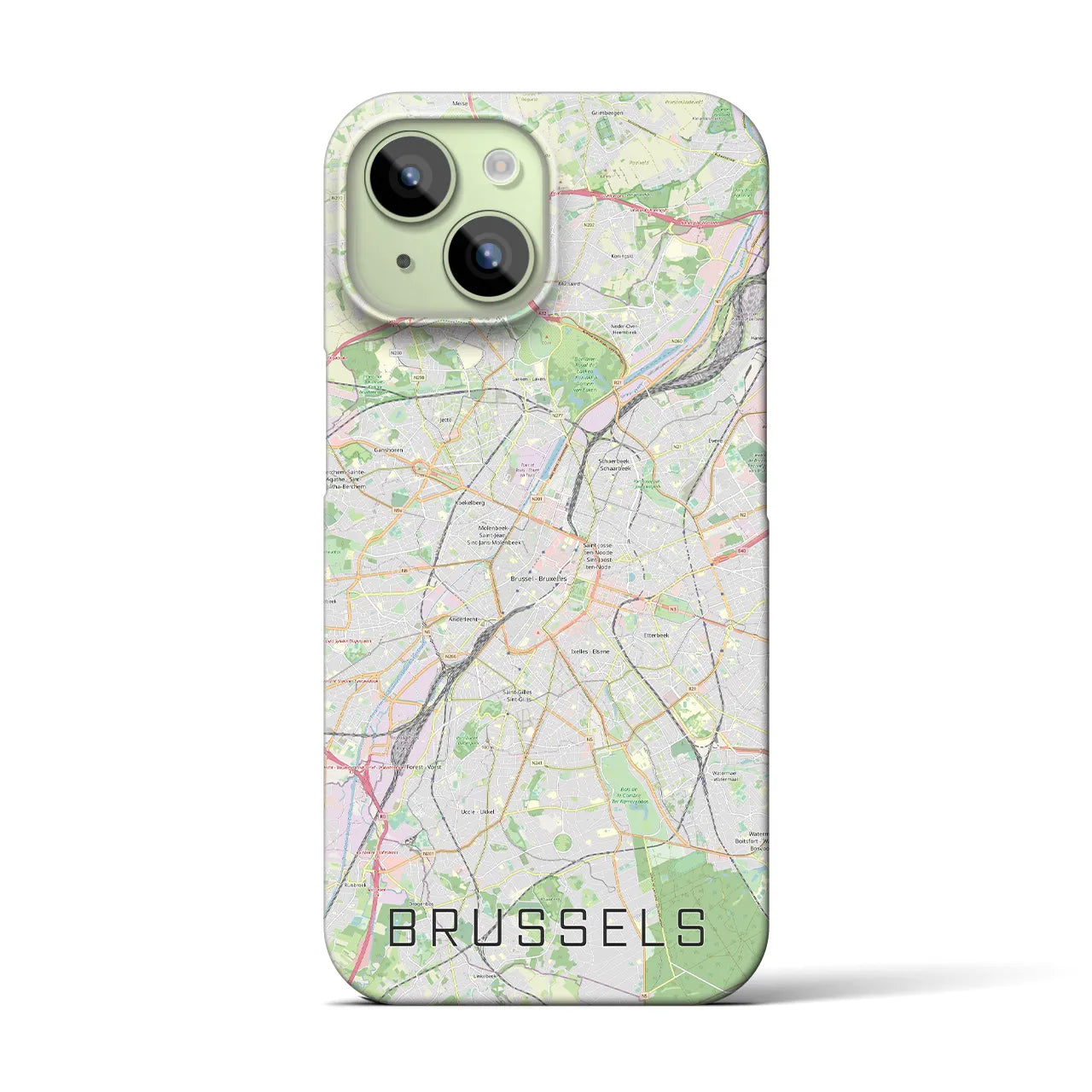 【ブリュッセル】地図柄iPhoneケース（バックカバータイプ・ナチュラル）iPhone 15 用