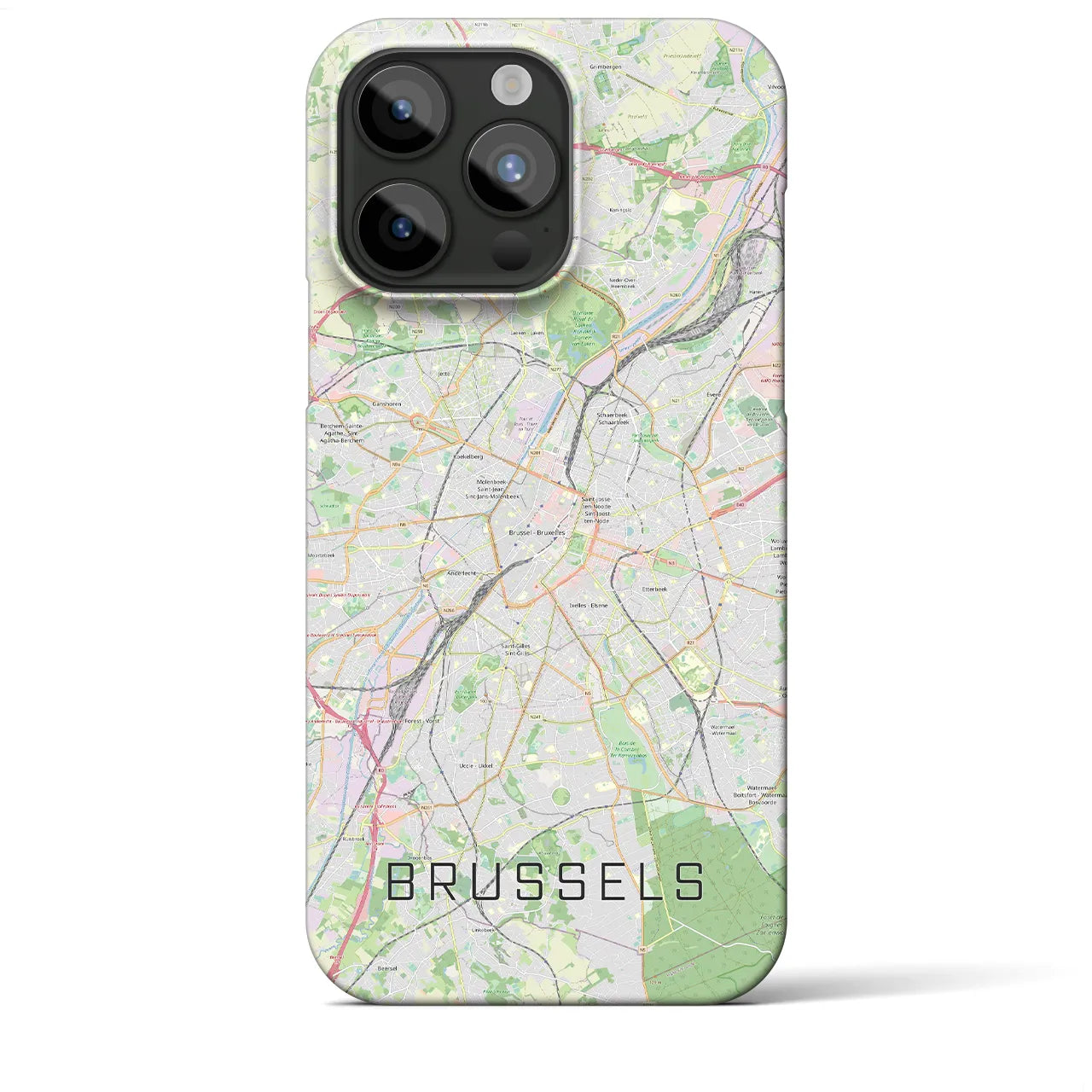 【ブリュッセル】地図柄iPhoneケース（バックカバータイプ・ナチュラル）iPhone 15 Pro Max 用