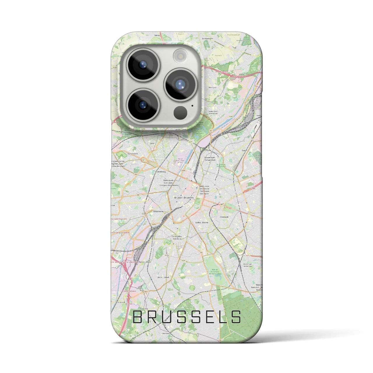 【ブリュッセル】地図柄iPhoneケース（バックカバータイプ・ナチュラル）iPhone 15 Pro 用