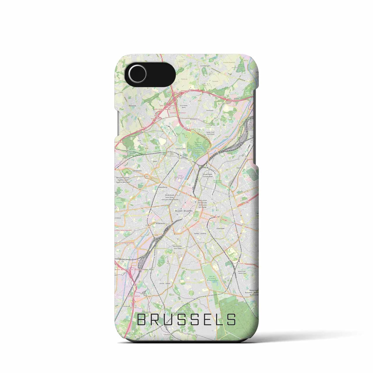 【ブリュッセル】地図柄iPhoneケース（バックカバータイプ・ナチュラル）iPhone SE（第3 / 第2世代） / 8 / 7 / 6s / 6 用
