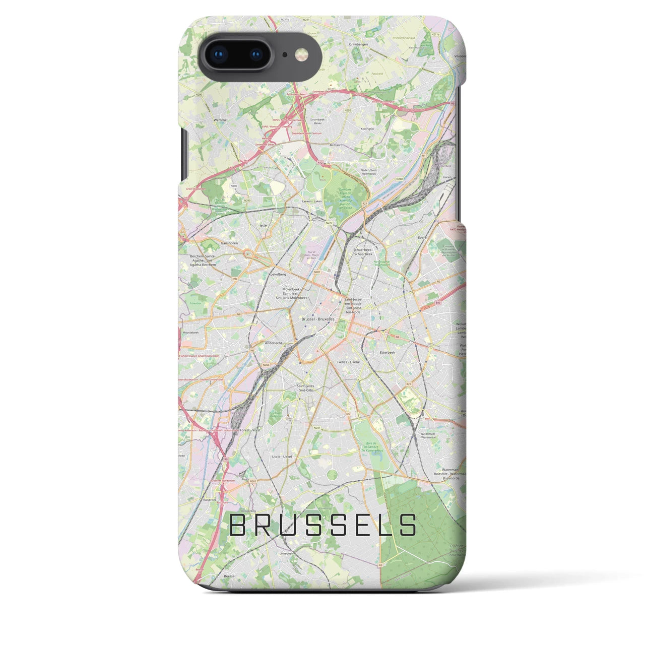 【ブリュッセル】地図柄iPhoneケース（バックカバータイプ・ナチュラル）iPhone 8Plus /7Plus / 6sPlus / 6Plus 用
