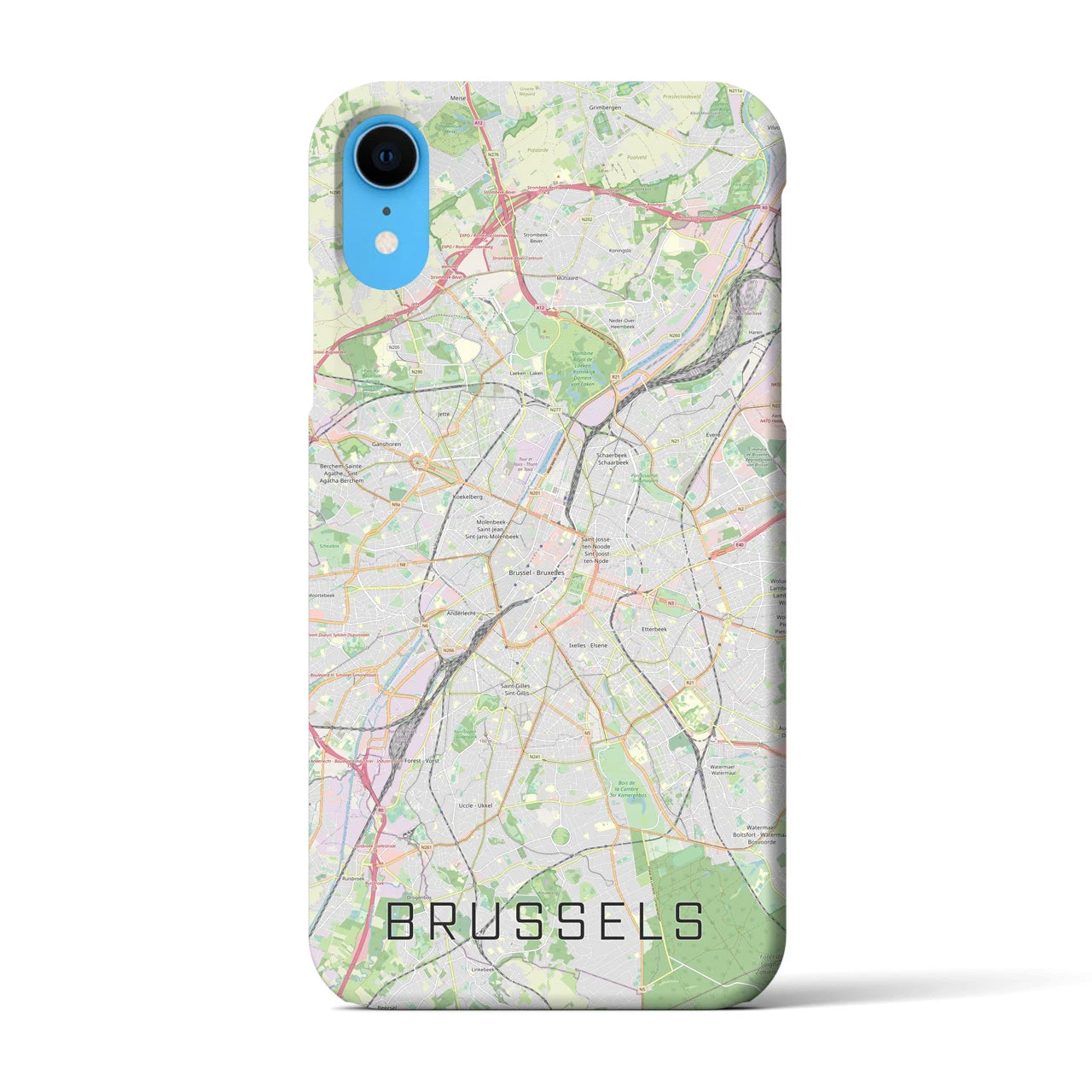 【ブリュッセル】地図柄iPhoneケース（バックカバータイプ・ナチュラル）iPhone XR 用