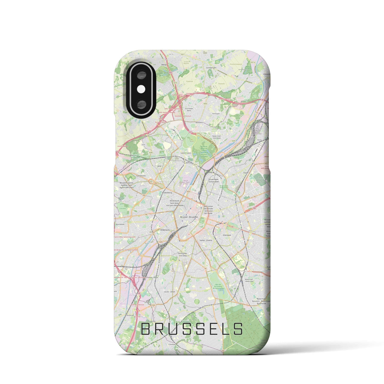 【ブリュッセル】地図柄iPhoneケース（バックカバータイプ・ナチュラル）iPhone XS / X 用