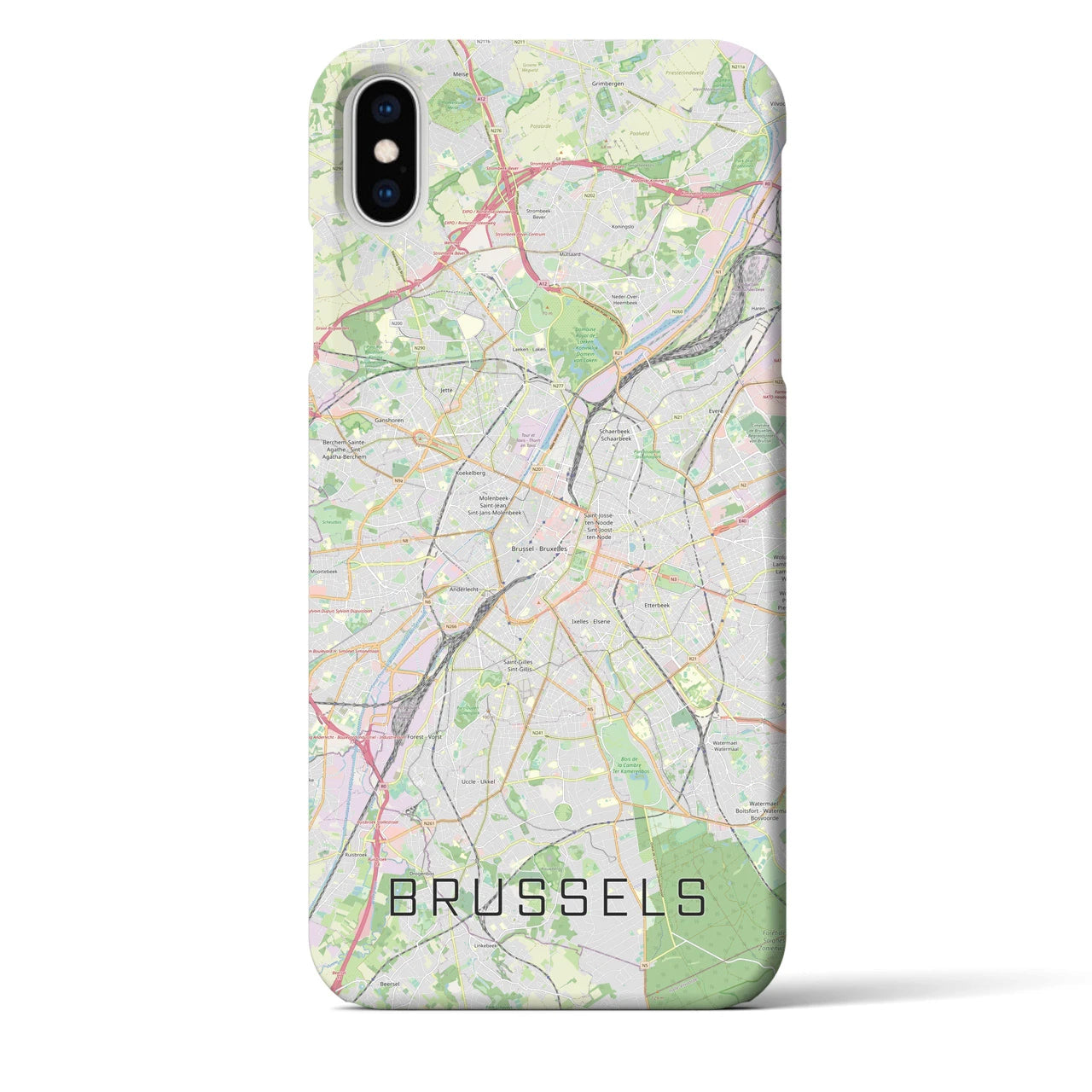 【ブリュッセル】地図柄iPhoneケース（バックカバータイプ・ナチュラル）iPhone XS Max 用
