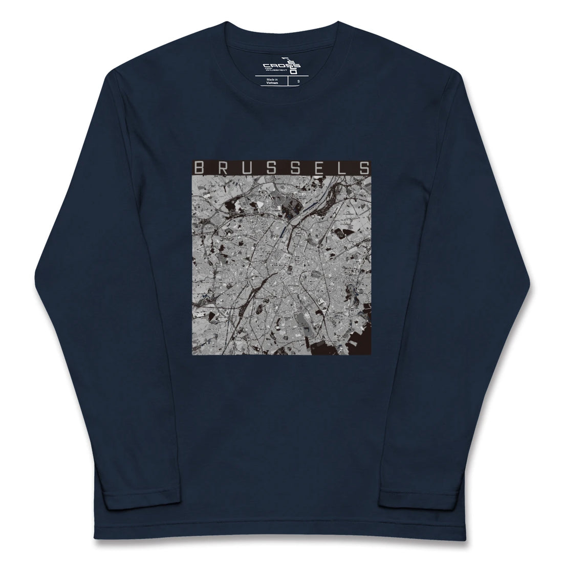 【ブリュッセル(ベルギー)】地図柄ロングスリーブTシャツ