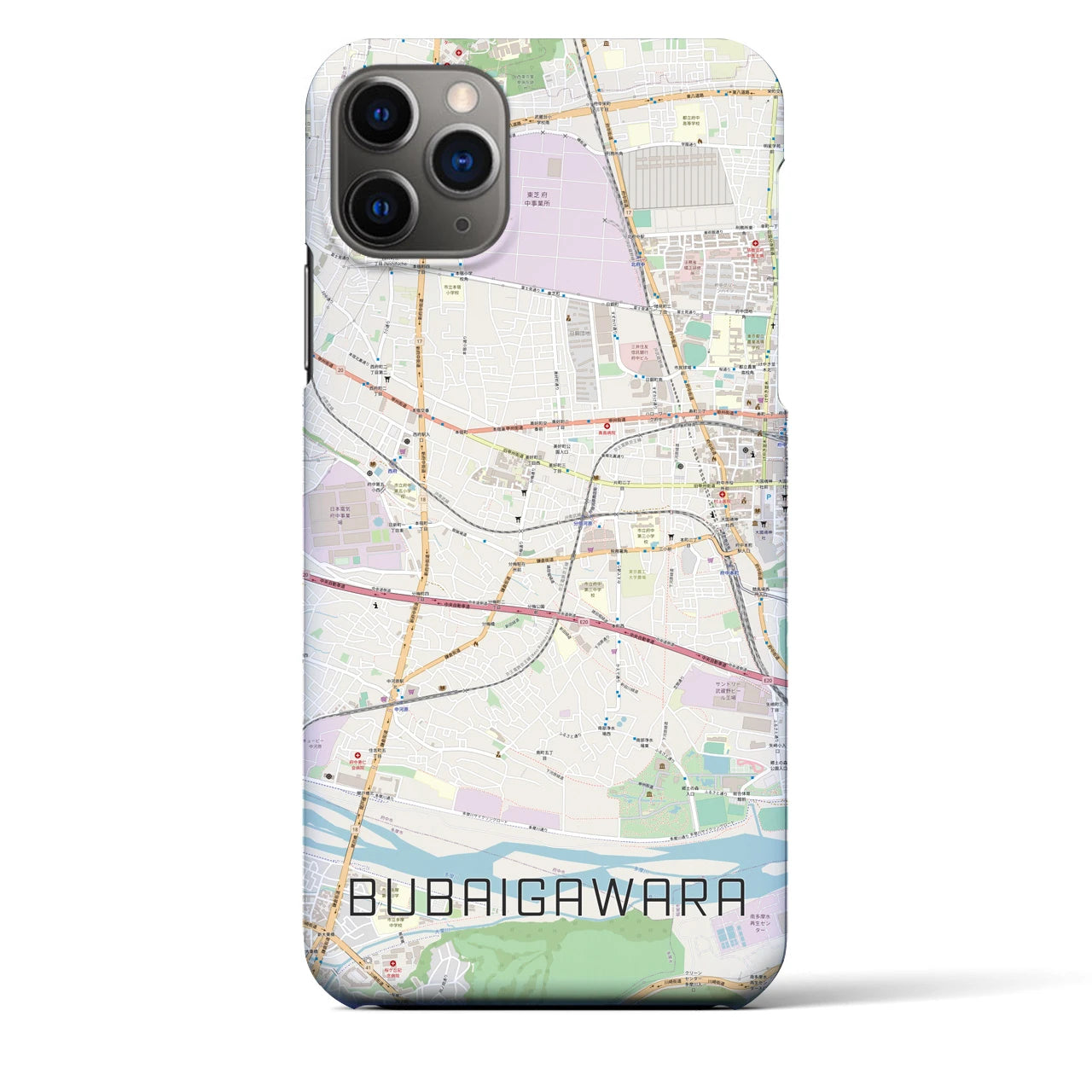 【分倍河原】地図柄iPhoneケース（バックカバータイプ・ナチュラル）iPhone 11 Pro Max 用