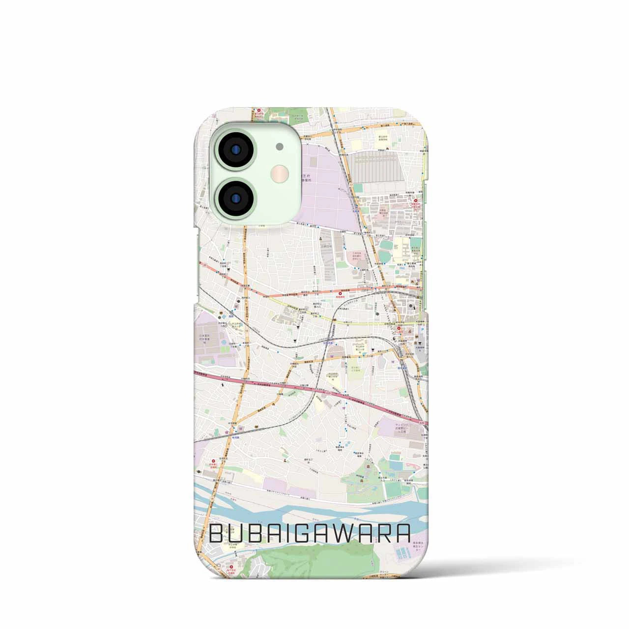【分倍河原】地図柄iPhoneケース（バックカバータイプ・ナチュラル）iPhone 12 mini 用