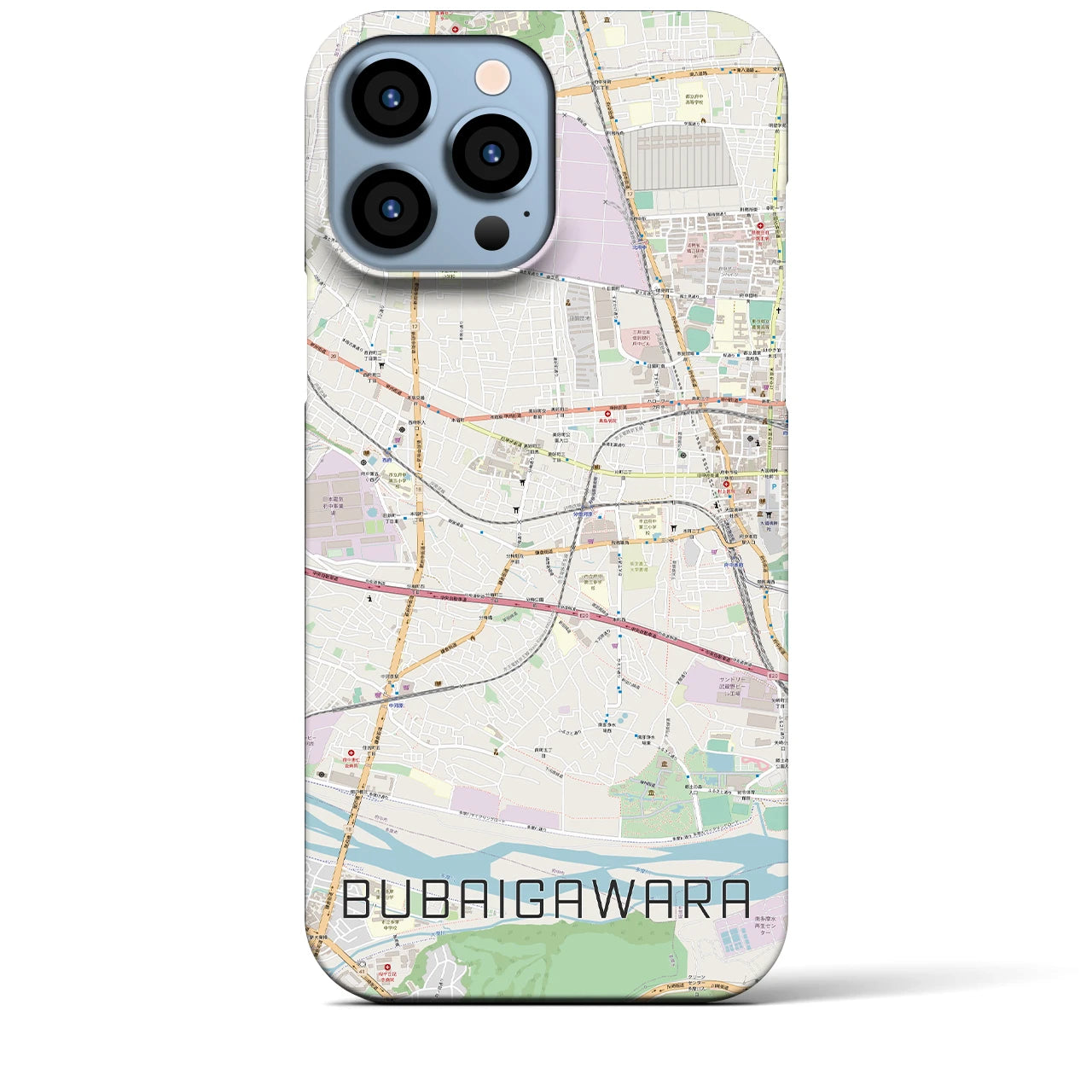 【分倍河原】地図柄iPhoneケース（バックカバータイプ・ナチュラル）iPhone 13 Pro Max 用