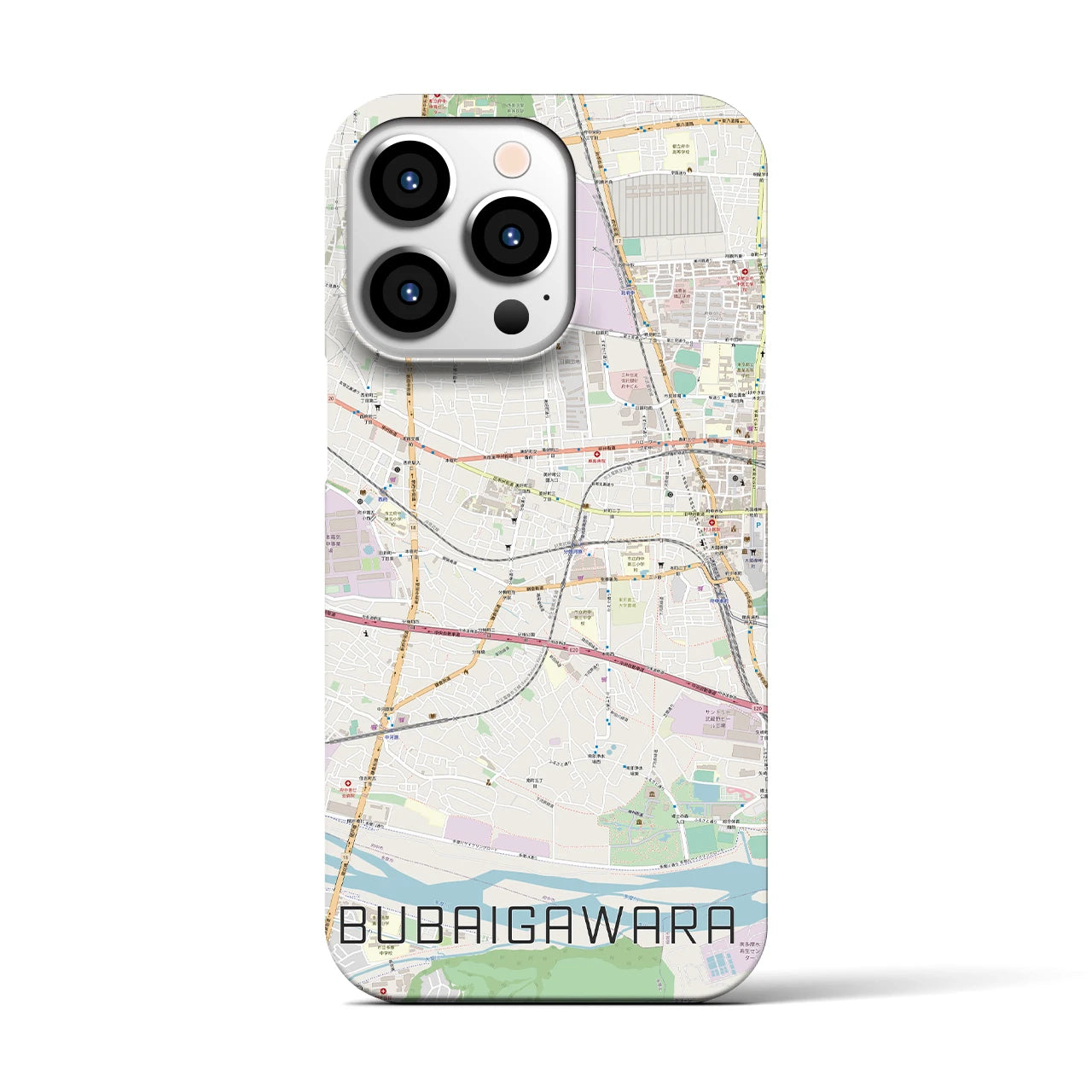 【分倍河原】地図柄iPhoneケース（バックカバータイプ・ナチュラル）iPhone 13 Pro 用