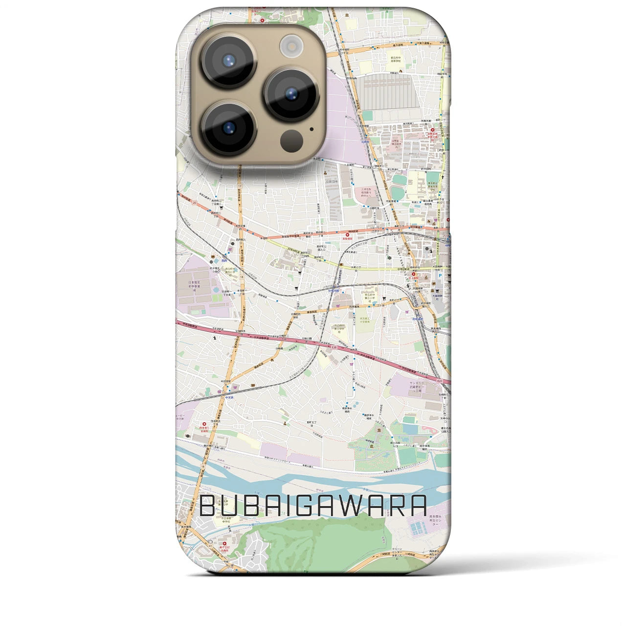 【分倍河原】地図柄iPhoneケース（バックカバータイプ・ナチュラル）iPhone 14 Pro Max 用