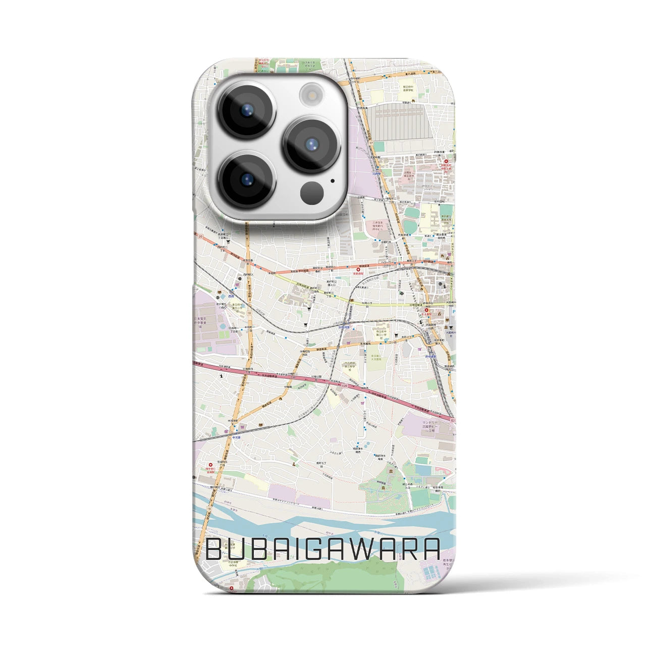【分倍河原】地図柄iPhoneケース（バックカバータイプ・ナチュラル）iPhone 14 Pro 用