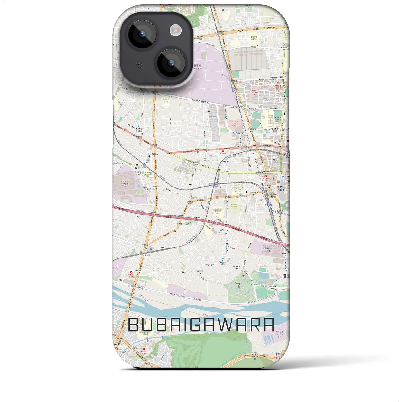 【分倍河原】地図柄iPhoneケース（バックカバータイプ・ナチュラル）iPhone 14 Plus 用