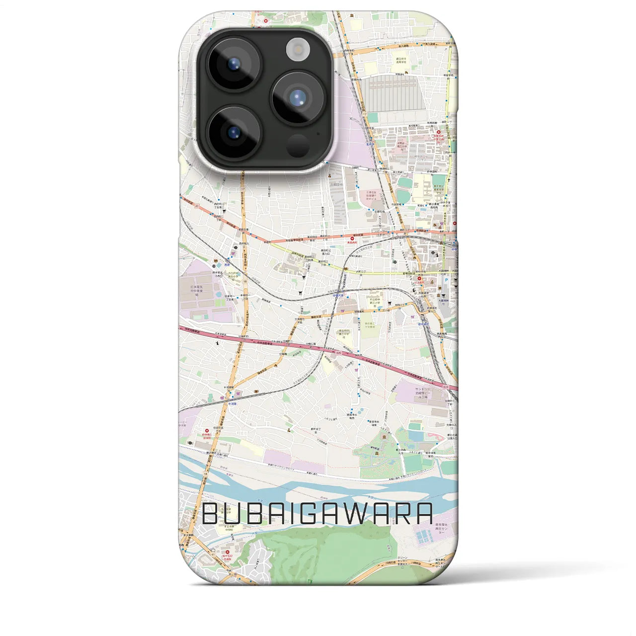 【分倍河原】地図柄iPhoneケース（バックカバータイプ・ナチュラル）iPhone 15 Pro Max 用