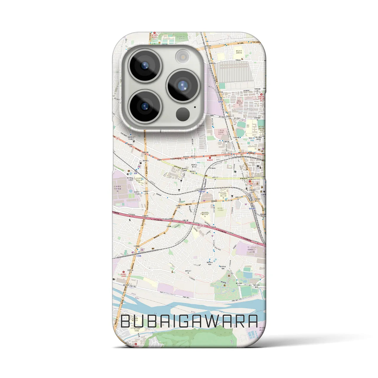 【分倍河原】地図柄iPhoneケース（バックカバータイプ・ナチュラル）iPhone 15 Pro 用
