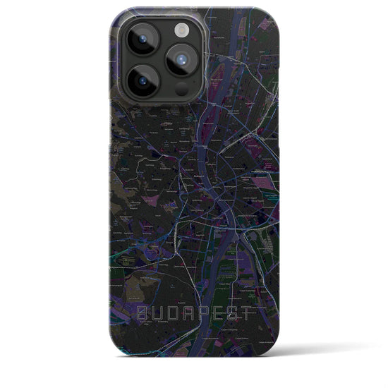 【ブダペスト】地図柄iPhoneケース（バックカバータイプ・ブラック）iPhone 15 Pro Max 用