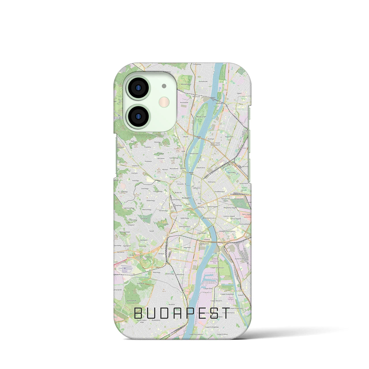 【ブダペスト】地図柄iPhoneケース（バックカバータイプ・ナチュラル）iPhone 12 mini 用