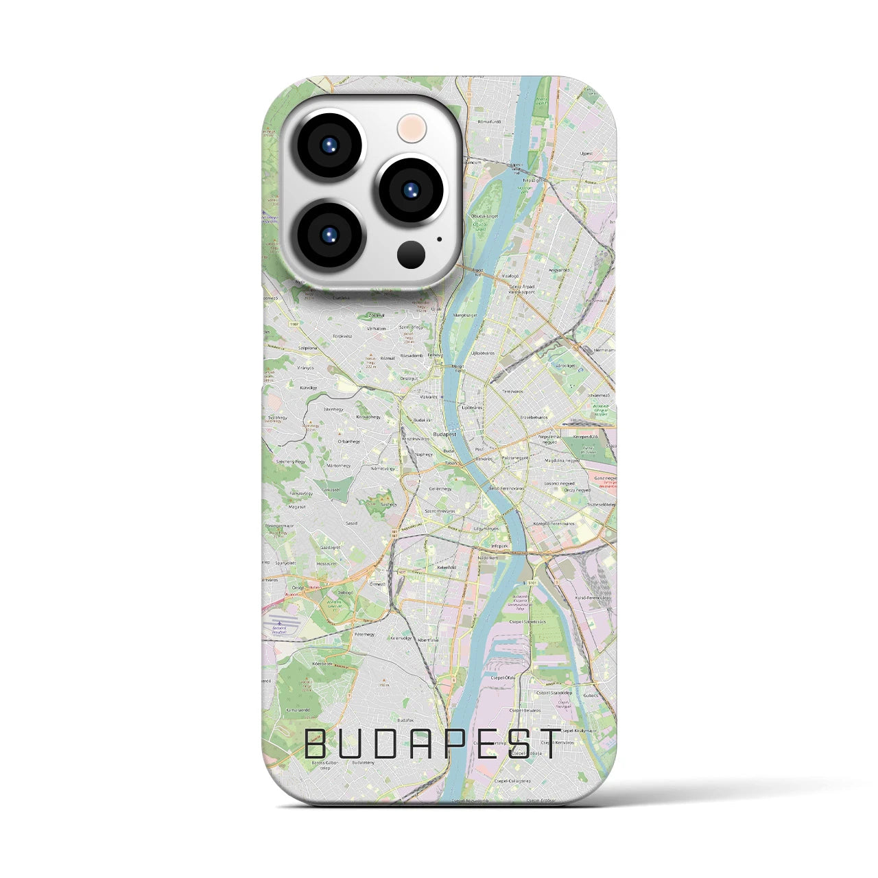 【ブダペスト】地図柄iPhoneケース（バックカバータイプ・ナチュラル）iPhone 13 Pro 用