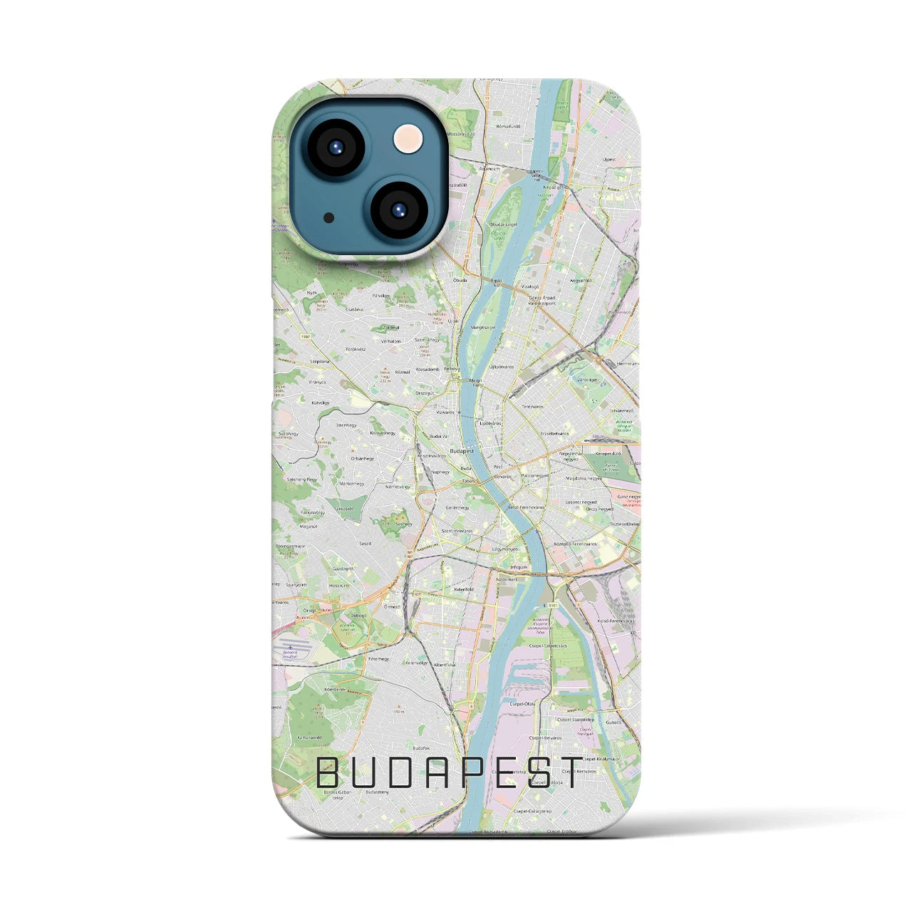 【ブダペスト】地図柄iPhoneケース（バックカバータイプ・ナチュラル）iPhone 13 用
