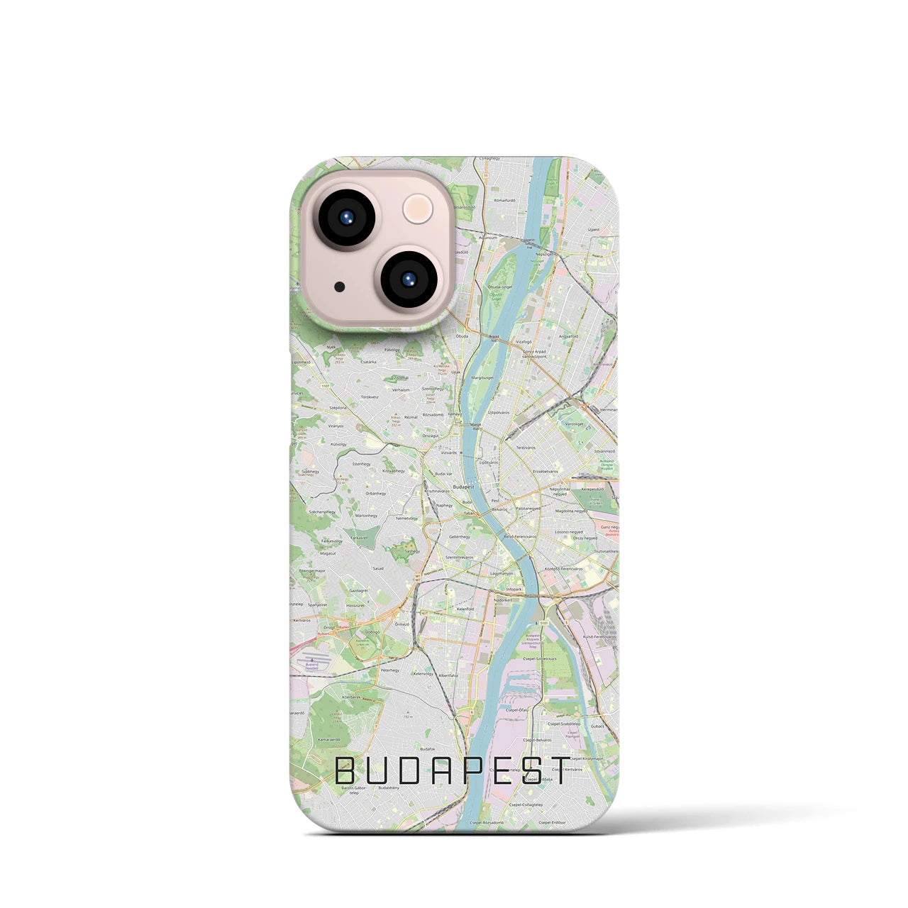 【ブダペスト】地図柄iPhoneケース（バックカバータイプ・ナチュラル）iPhone 13 mini 用