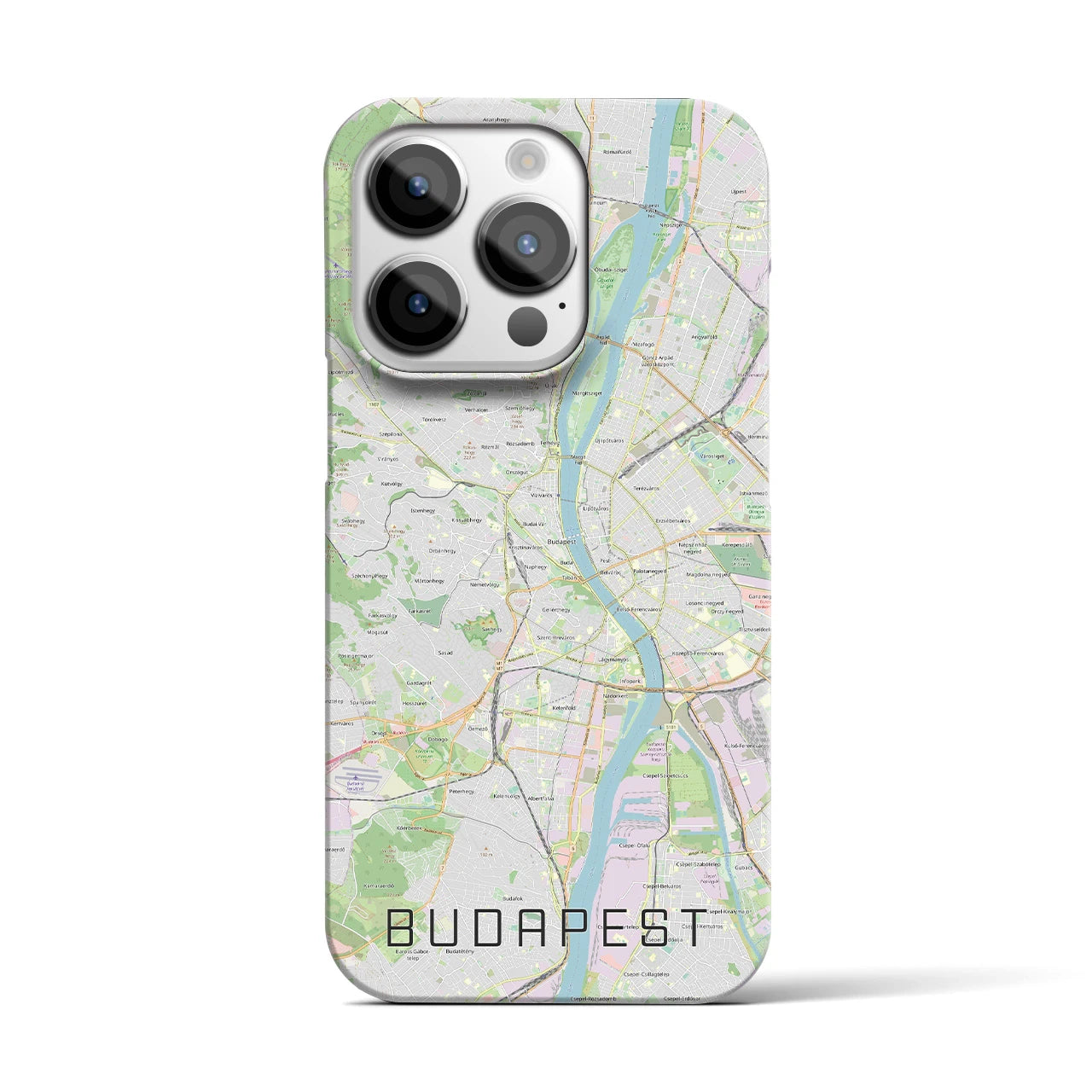 【ブダペスト】地図柄iPhoneケース（バックカバータイプ・ナチュラル）iPhone 14 Pro 用