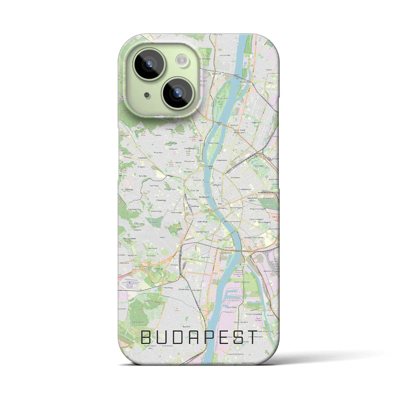 【ブダペスト】地図柄iPhoneケース（バックカバータイプ・ナチュラル）iPhone 15 用
