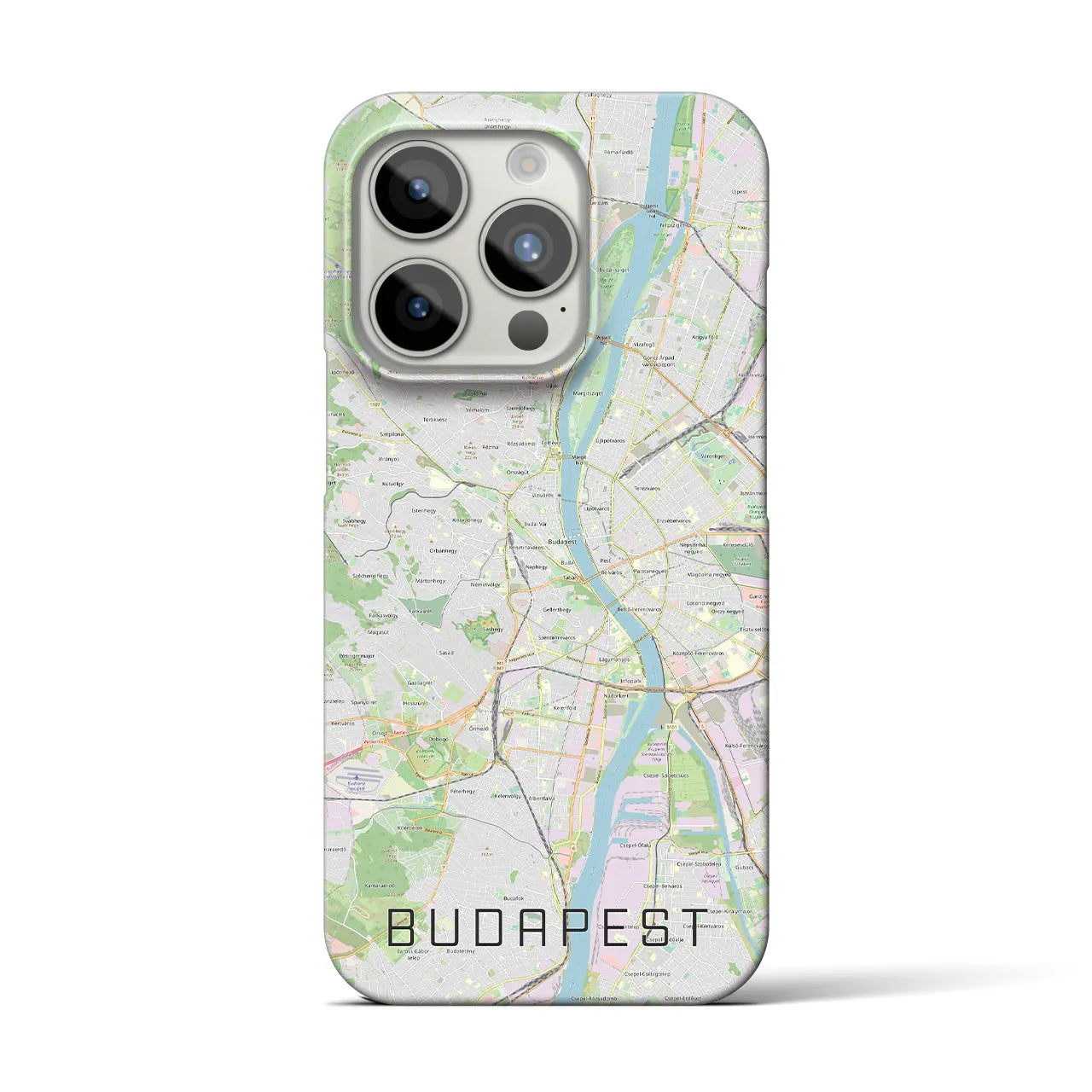 【ブダペスト】地図柄iPhoneケース（バックカバータイプ・ナチュラル）iPhone 15 Pro 用
