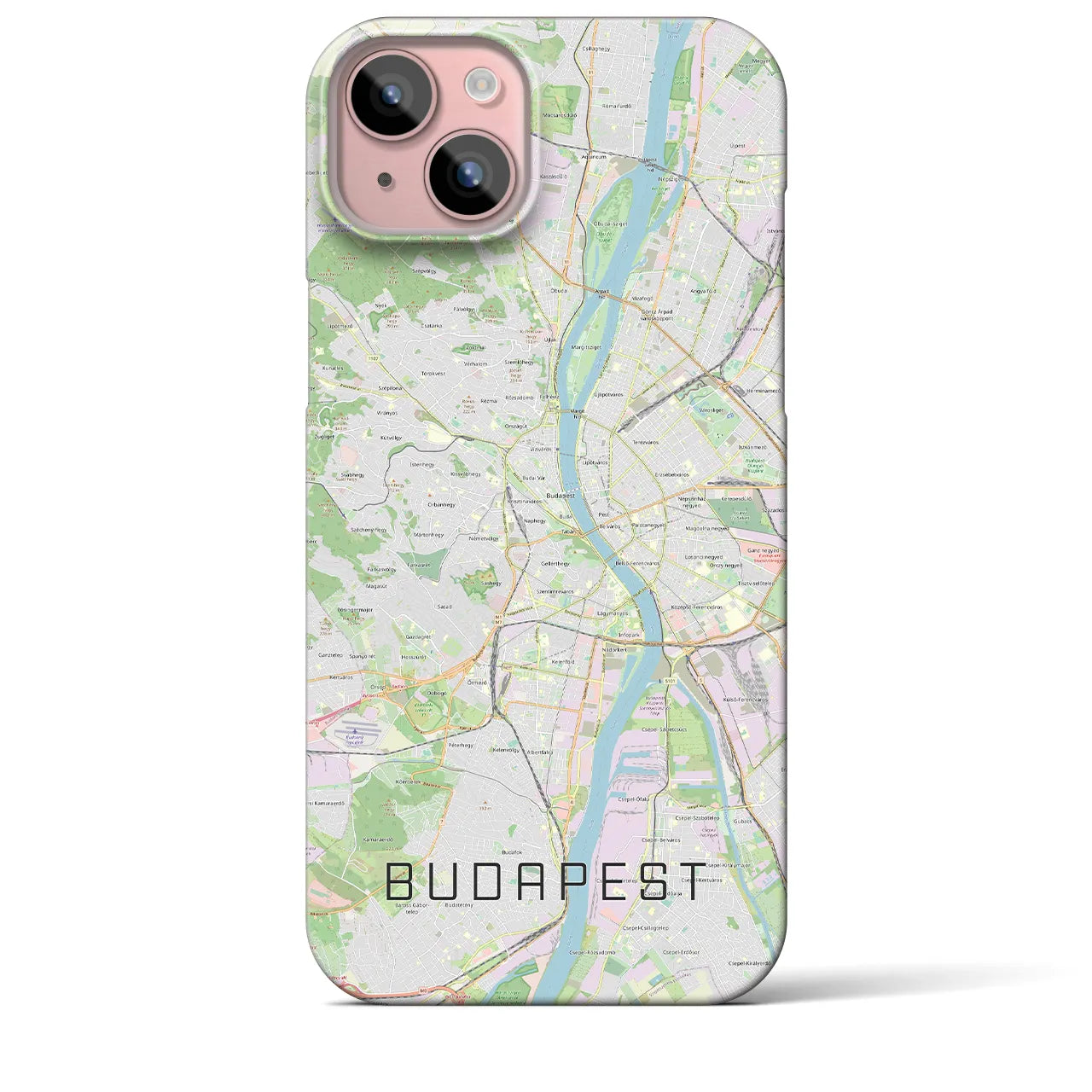 【ブダペスト】地図柄iPhoneケース（バックカバータイプ・ナチュラル）iPhone 15 Plus 用