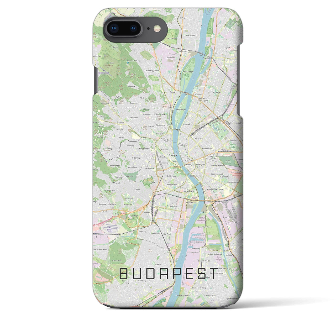 【ブダペスト】地図柄iPhoneケース（バックカバータイプ・ナチュラル）iPhone 8Plus /7Plus / 6sPlus / 6Plus 用