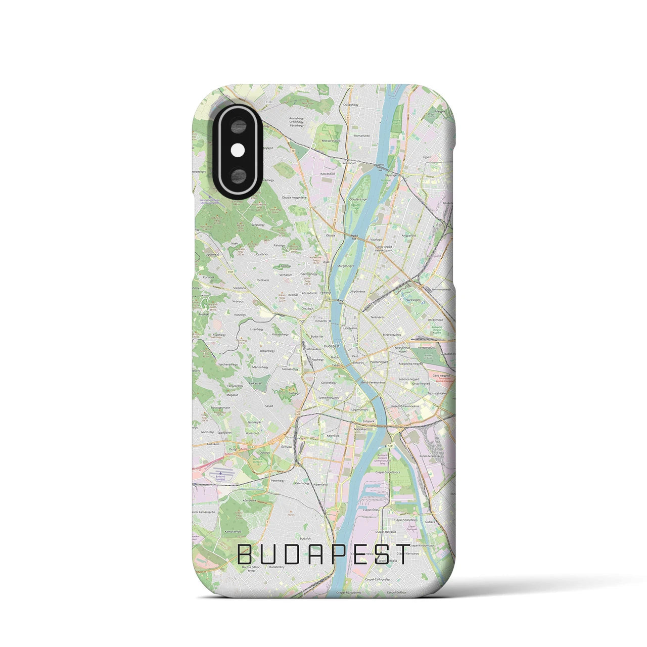 【ブダペスト】地図柄iPhoneケース（バックカバータイプ・ナチュラル）iPhone XS / X 用