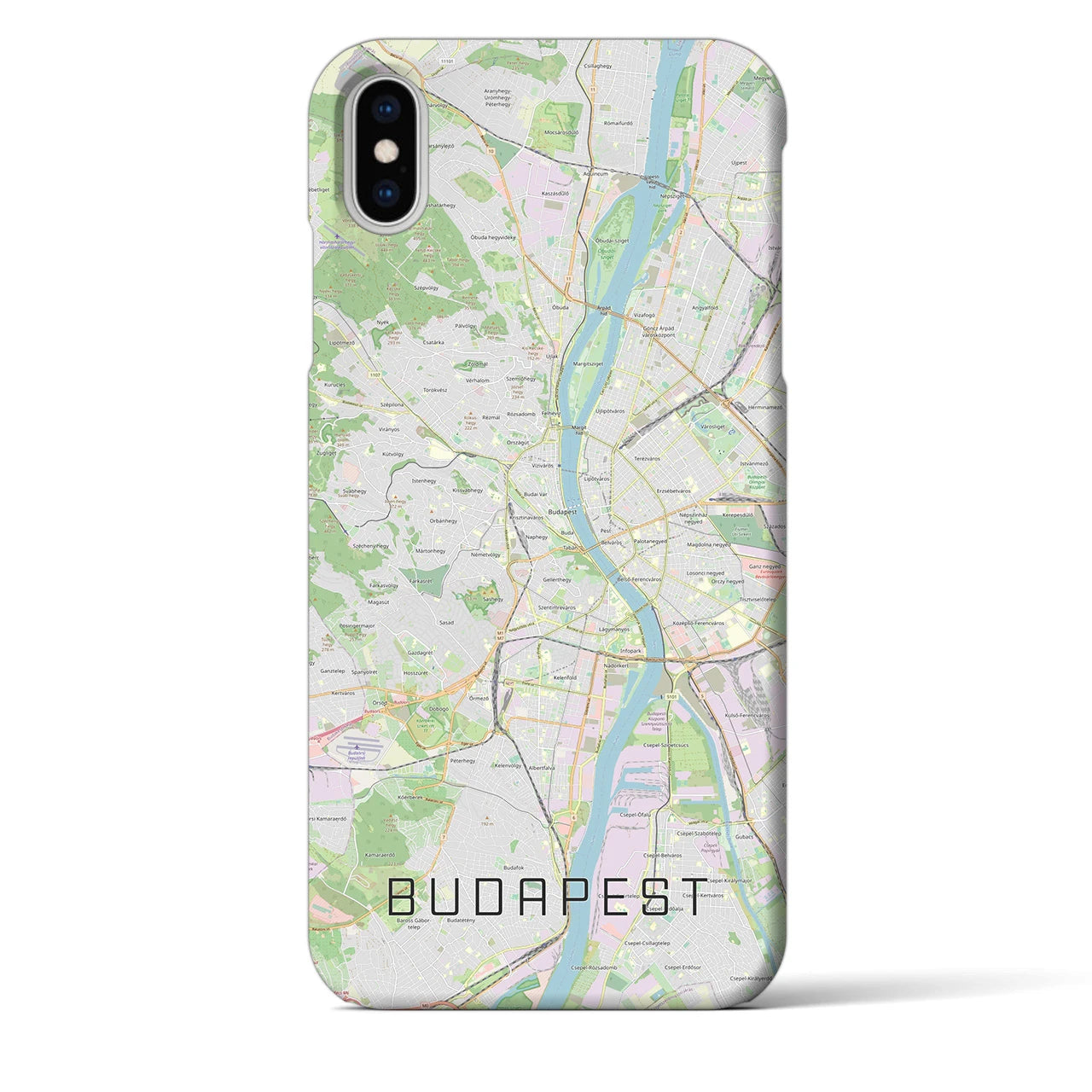 【ブダペスト】地図柄iPhoneケース（バックカバータイプ・ナチュラル）iPhone XS Max 用