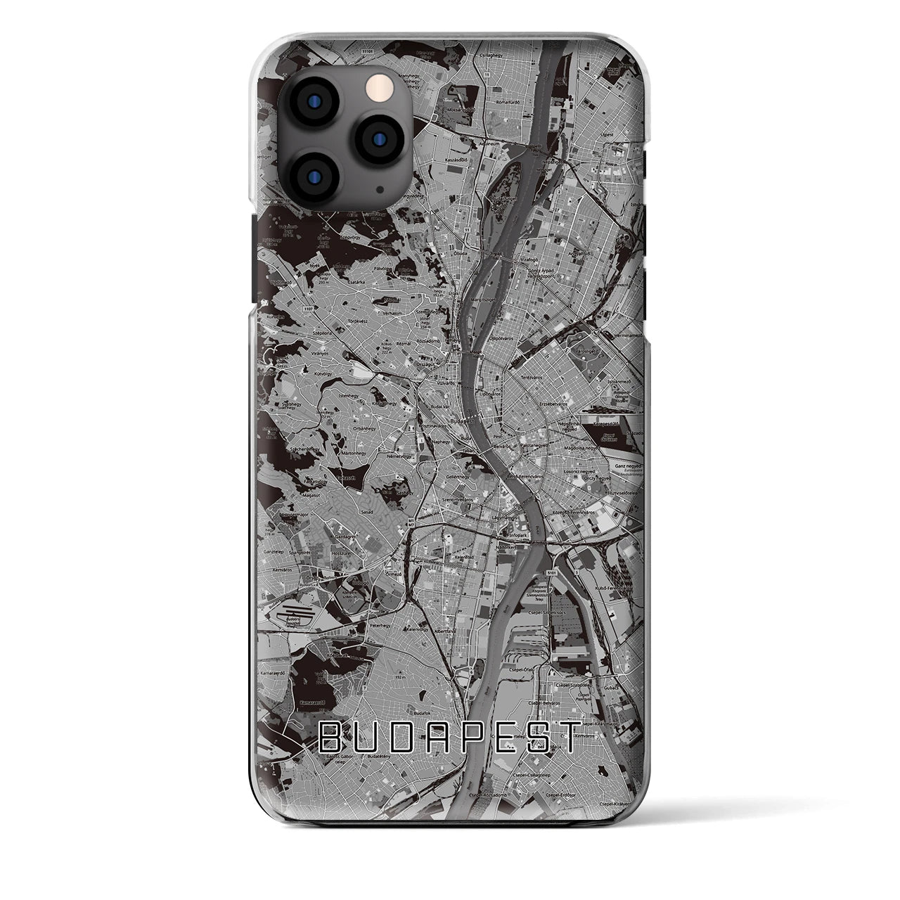 【ブダペスト】地図柄iPhoneケース（クリアタイプ・モノトーン）iPhone 11 Pro Max 用