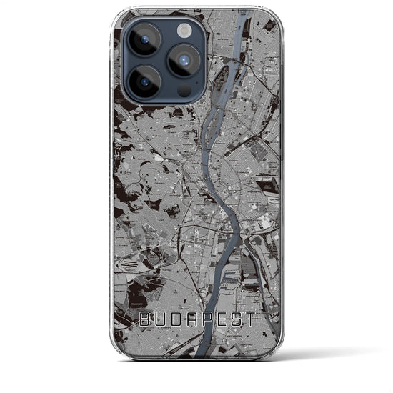 【ブダペスト】地図柄iPhoneケース（クリアタイプ・モノトーン）iPhone 15 Pro Max 用