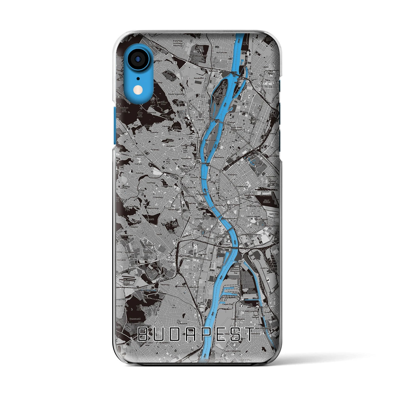 【ブダペスト】地図柄iPhoneケース（クリアタイプ・モノトーン）iPhone XR 用
