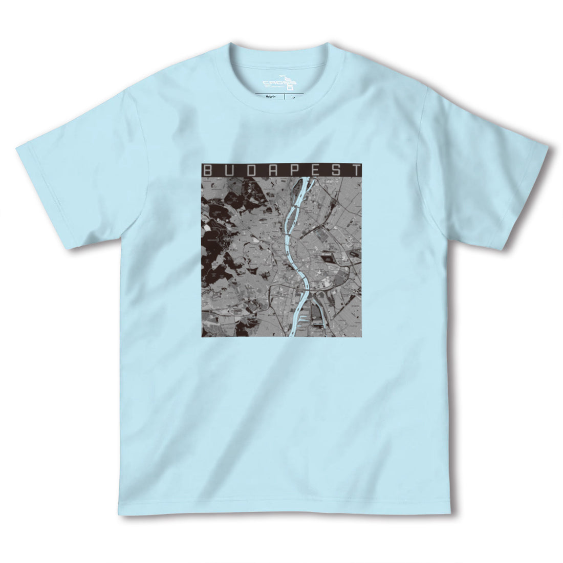 【ブダペスト(ハンガリー)】地図柄ヘビーウェイトTシャツ