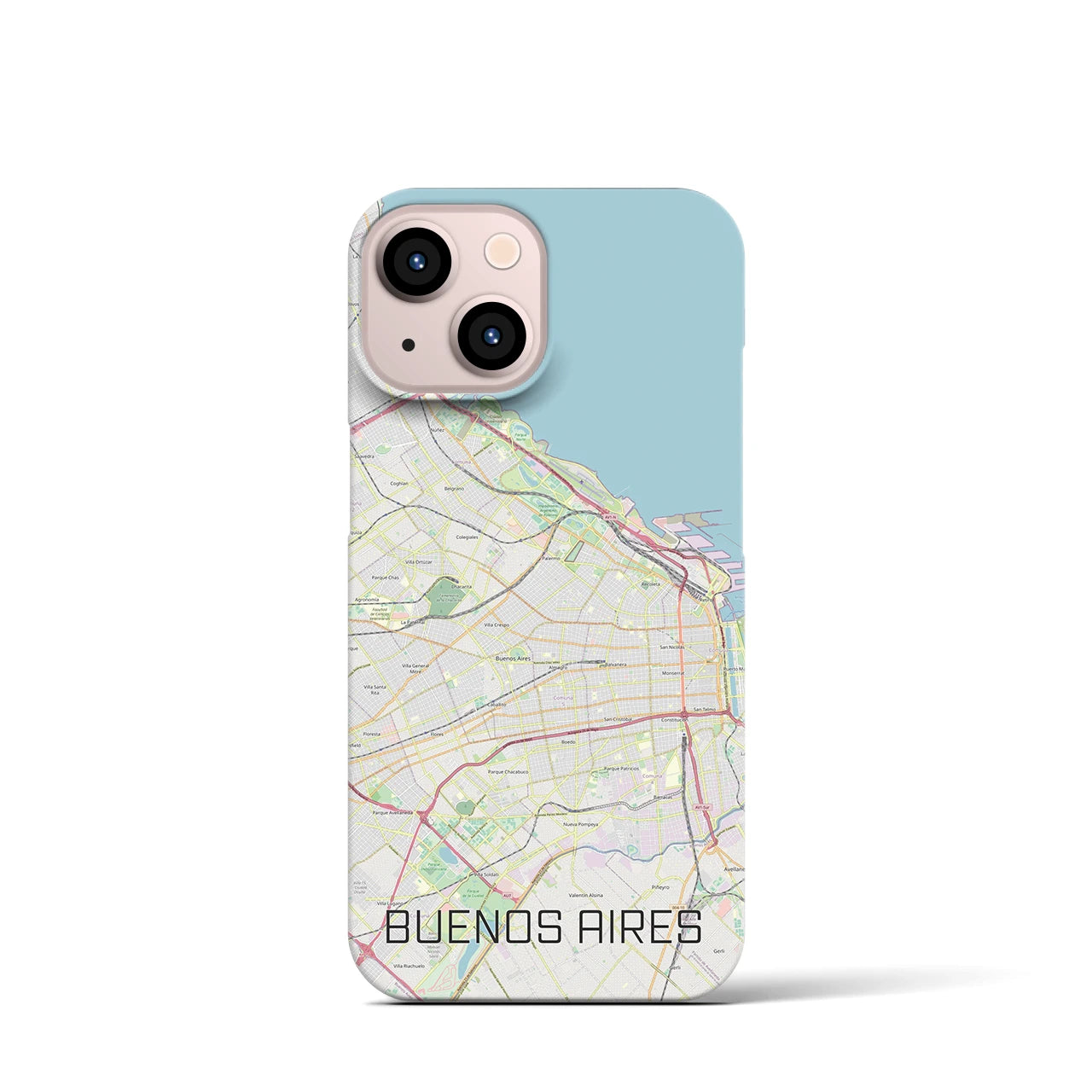 【ブエノスアイレス】地図柄iPhoneケース（バックカバータイプ・ナチュラル）iPhone 13 mini 用