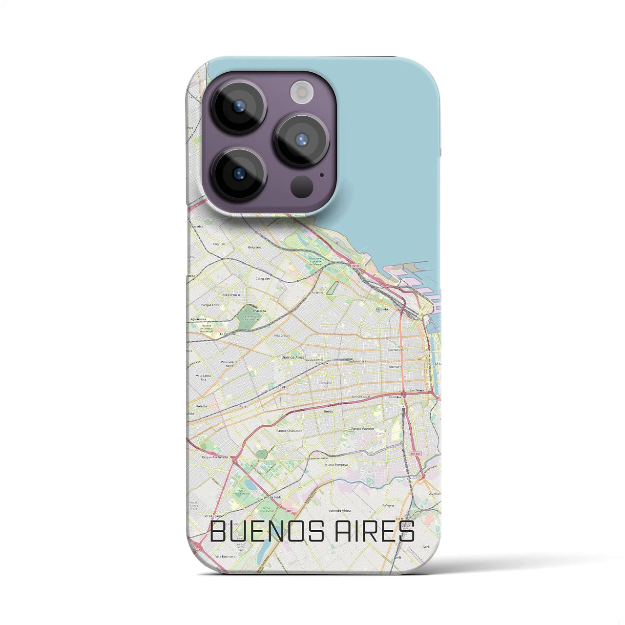 【ブエノスアイレス】地図柄iPhoneケース（バックカバータイプ・ナチュラル）iPhone 14 Pro 用
