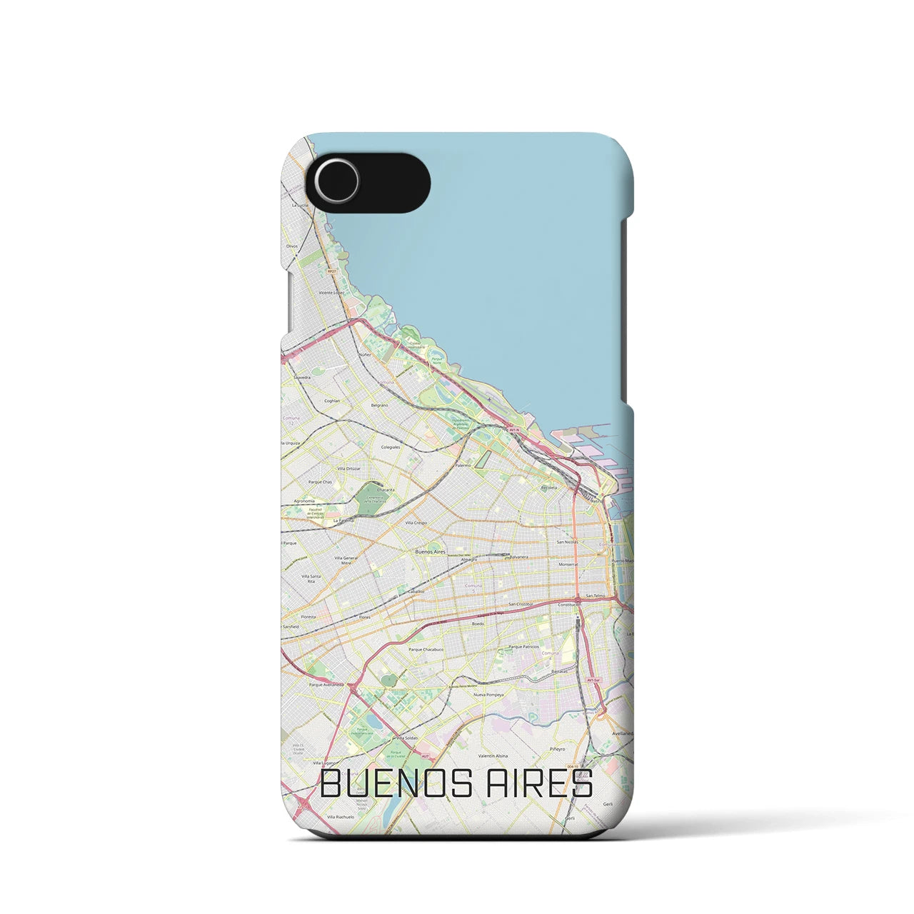 【ブエノスアイレス】地図柄iPhoneケース（バックカバータイプ・ナチュラル）iPhone SE（第3 / 第2世代） / 8 / 7 / 6s / 6 用