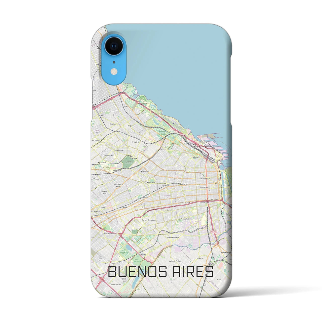 【ブエノスアイレス】地図柄iPhoneケース（バックカバータイプ・ナチュラル）iPhone XR 用