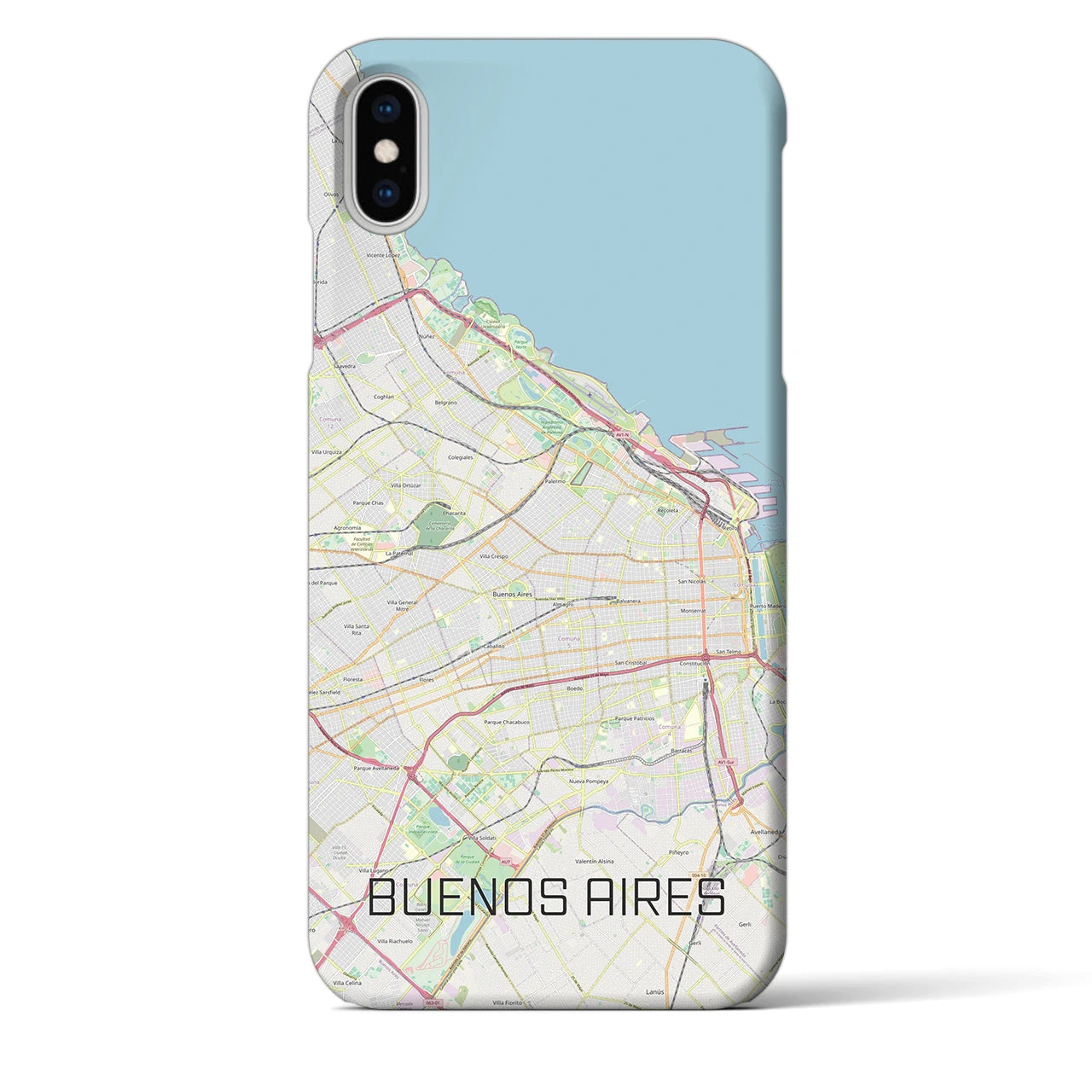 【ブエノスアイレス】地図柄iPhoneケース（バックカバータイプ・ナチュラル）iPhone XS Max 用