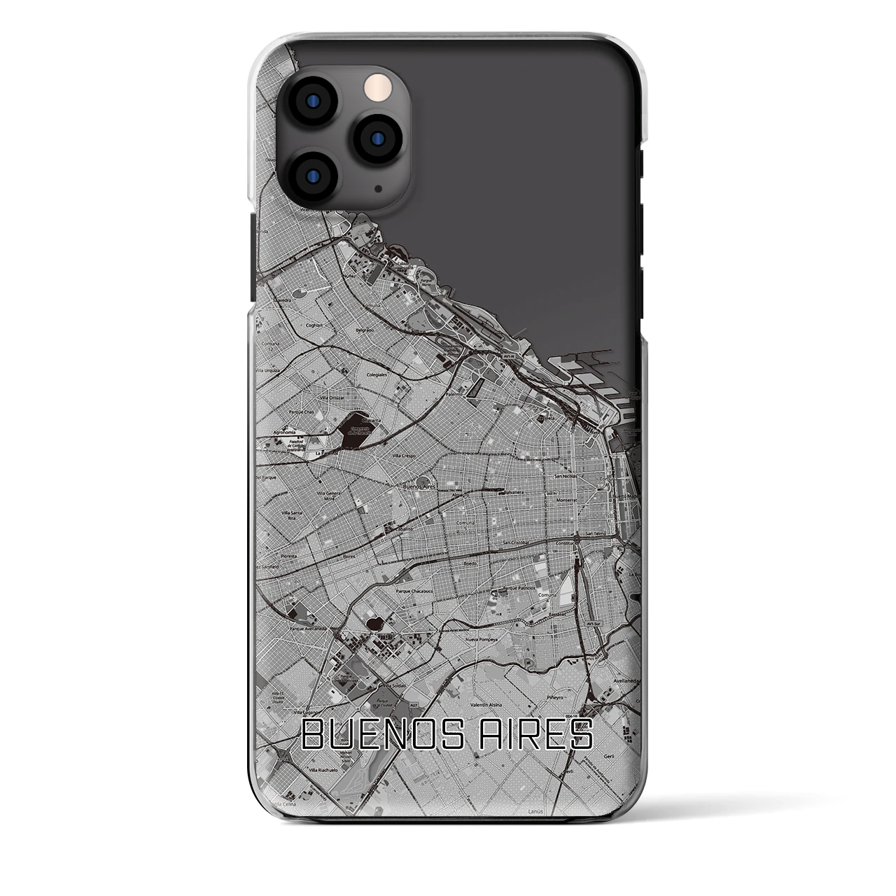 【ブエノスアイレス】地図柄iPhoneケース（クリアタイプ・モノトーン）iPhone 11 Pro Max 用