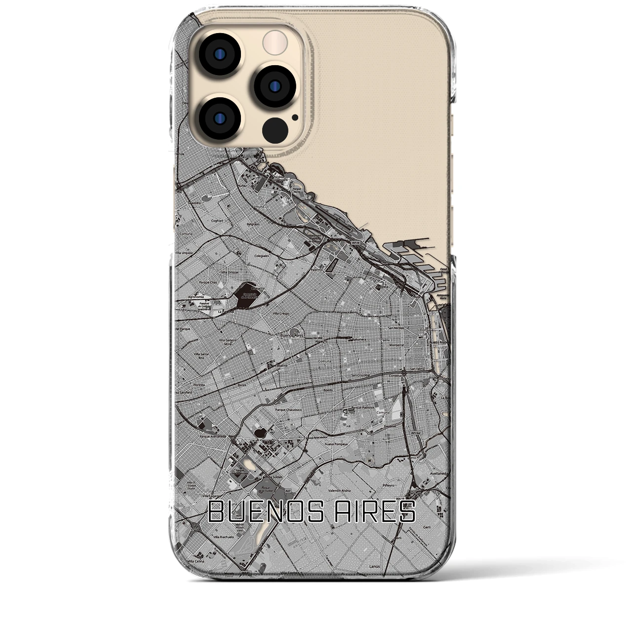 【ブエノスアイレス】地図柄iPhoneケース（クリアタイプ・モノトーン）iPhone 12 Pro Max 用