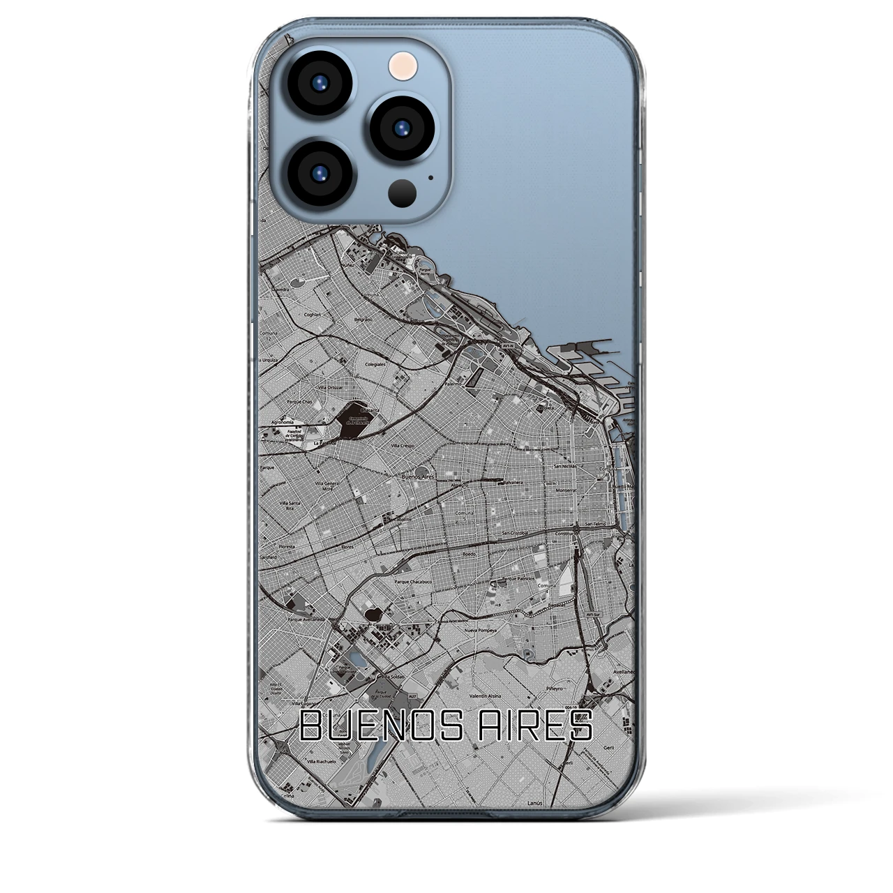 【ブエノスアイレス】地図柄iPhoneケース（クリアタイプ・モノトーン）iPhone 13 Pro Max 用
