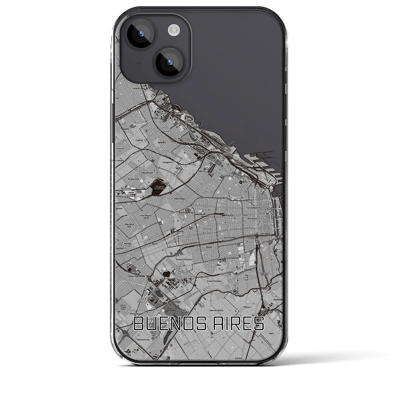 【ブエノスアイレス】地図柄iPhoneケース（クリアタイプ・モノトーン）iPhone 14 Plus 用