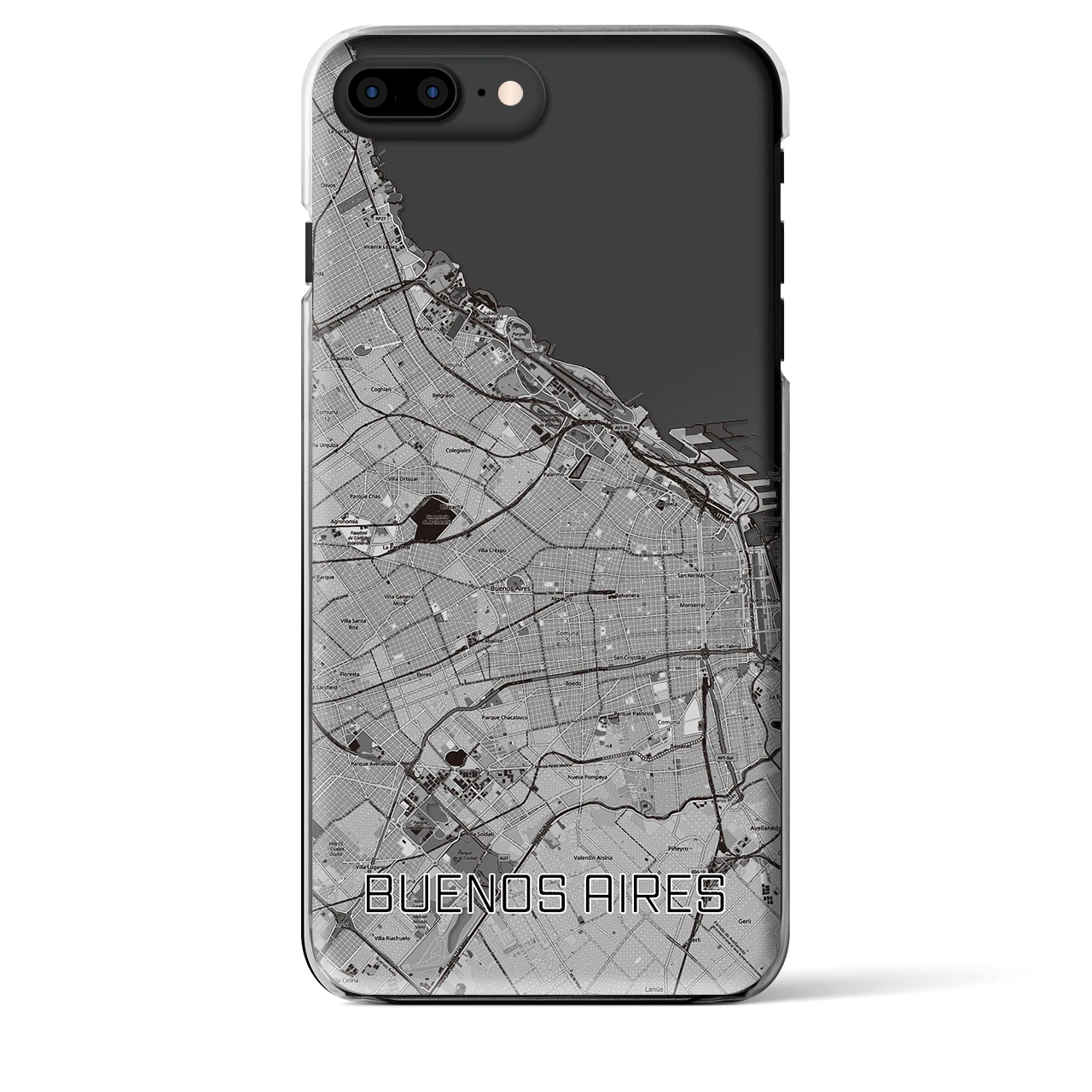 【ブエノスアイレス】地図柄iPhoneケース（クリアタイプ・モノトーン）iPhone 8Plus /7Plus / 6sPlus / 6Plus 用