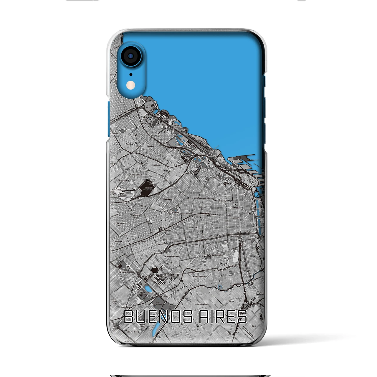 【ブエノスアイレス】地図柄iPhoneケース（クリアタイプ・モノトーン）iPhone XR 用