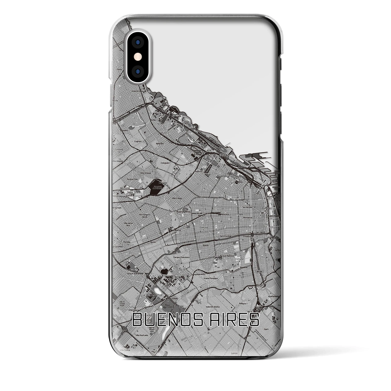 【ブエノスアイレス】地図柄iPhoneケース（クリアタイプ・モノトーン）iPhone XS Max 用