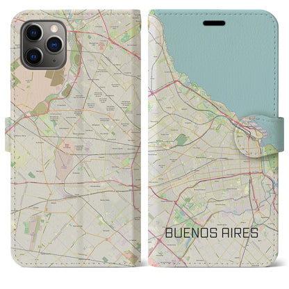 【ブエノスアイレス（アルゼンチン）】地図柄iPhoneケース（手帳タイプ）ナチュラル・iPhone 11 Pro Max 用